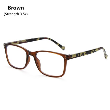 Stylish Anti Eyestrain Spring Hinge Print Design Computer Eyeglasses Blue Light Blocking Reading Glasses Readers BROWN STRENGTH 3.5X