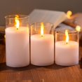 thumbnail image 4 of Velas sin llama Tyawon con batería LED de vidrio con control remoto (paquete de 3), 4 of 7