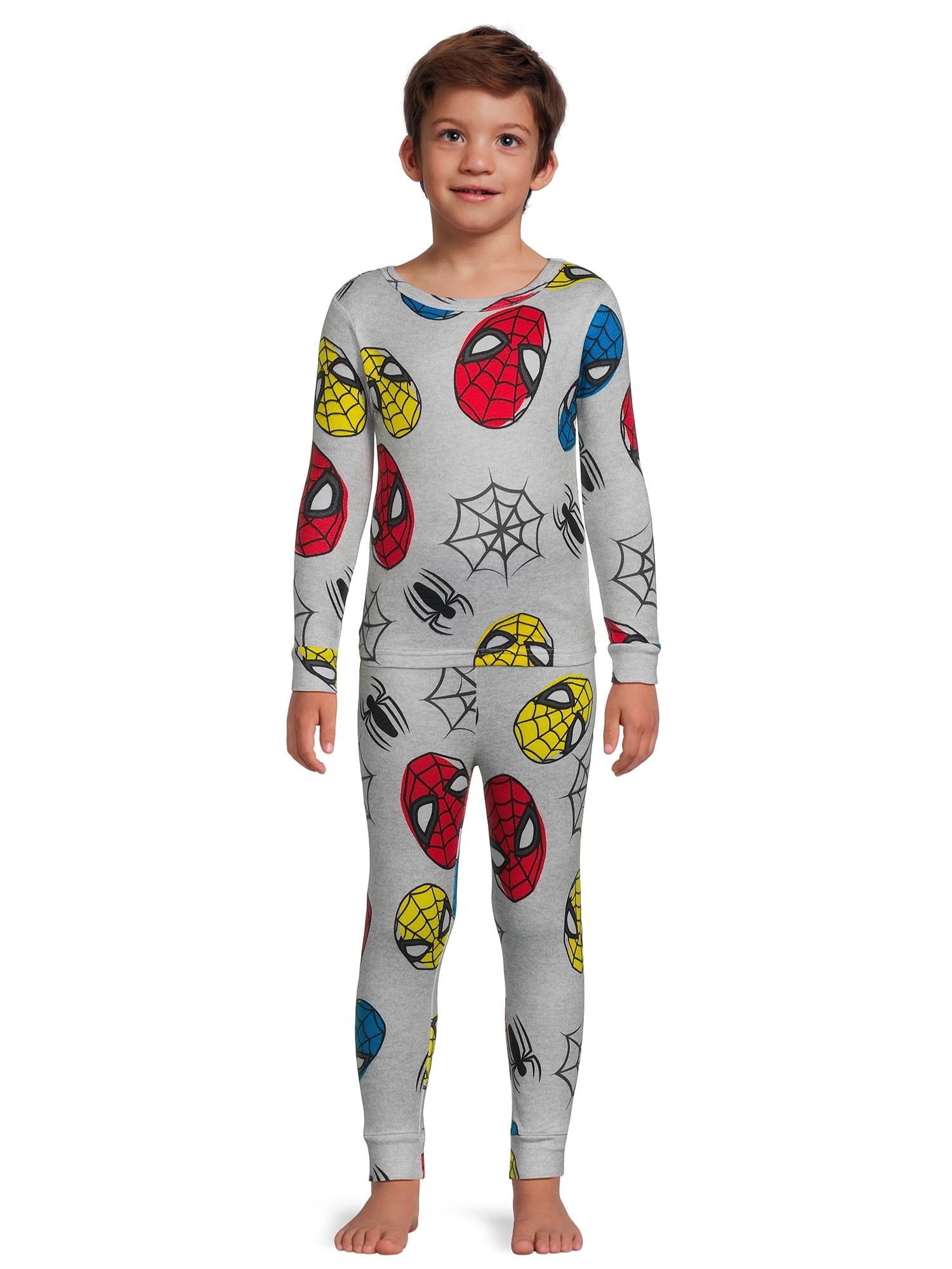 Marvel Boys Spiderman Long Sleeve All Over Print 2-Piece Pajama Sleep Set, Sizes 4-10