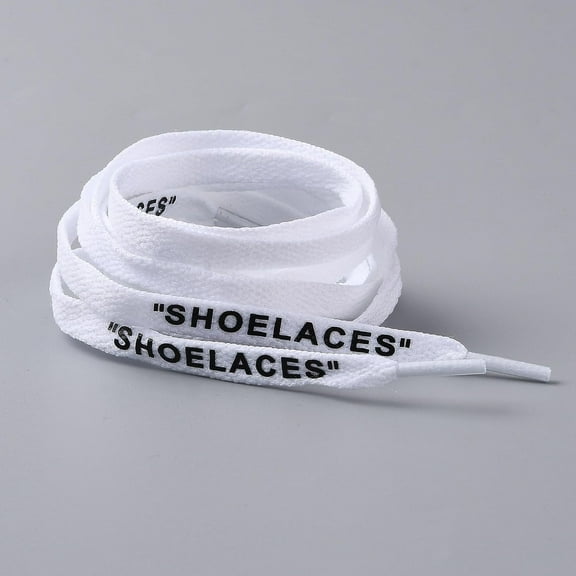 4Pcs Polyester Flat Shoelace Flat Sneaker Shoe String with Word for Adults White 1200x9x1.5mm