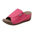 thumbnail image 5 of Orthopedic Wedge Sandals for Women Splice Leather Fashion Platform Slides Casual Solid Color Slip on Walking Shoes Hot Pink Size 6, 5 of 5