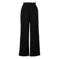 thumbnail image 4 of QLEICOM Womens Slacks Women's Relaxed Fit Straight Leg Pants Solid Cotton Linen Drawstring Elastic Waist Long Wide Leg Pants Work Cargo Casual Pants Wide Leg Pants Relaxed Fit Trousers, 4 of 7