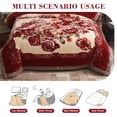 thumbnail image 3 of WOOW DEPOT Twin Full Heavy Fleece Bed Blanket 1 PCS, 6.61 lbs 70.8" x 86.6", Reversible Thick Floral Print Soft Warm Mink Blanket Elegant, Crimson Peony, 3 of 7
