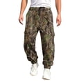 thumbnail image 3 of Havenx Mens Camo Cargo Pants Maple Leaf Print Elastic Waist Tapered Cargo Pants with Pockets Straight Wide Leg Trousers Gym Workout Hiking Casual Athletic Clothes,Camouflage XL, 3 of 5