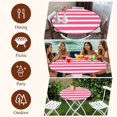 thumbnail image 6 of Pink Striped Round Tablecloth 55-60 Inch Round Fitted Table Cloth with Elastic Edge, Modern Simple Monochrome Geometric White Waterproof Table Cover Protector for Outdoor Picnic Party Dining, 6 of 6