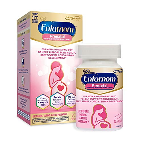 Enfamom Prenatal Vitamin Supplement for Pregnant and Lactating Women from Enfamil, 30 Softgels, Omega-3 DHA  Folate as Folic Acid  Calcium  Iron