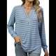 thumbnail image 1 of Camisas de Larga para Mujer, Jersey de Cuello en V A Rayas, Corte Holgado, Blusas Y2K con Botones, Conjuntos de Otoño para Mujer. Azul XXL, 1 of 9