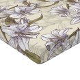 thumbnail image 4 of Ambesonne Vintage Fitted Sheet, Lily Flowers Leaves Pattern, Queen Size, Olive Green Pale Camel, 4 of 5