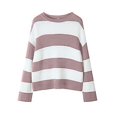 thumbnail image 6 of zaveiop Orange and White Sweater for Women Crew Neck Long Sleeve Color Block Oversized Knitted Pullover Sweaters (Pink, S), 6 of 7