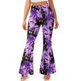 thumbnail image 2 of FKELYI Halloween Castle Bat Purple Print Flared Yoga Pants for Women Slim-Fit Flare Leg Pants Yoga Leggings Bell Bottom Sweatpants Athleticwear Casual Wide Leg Pants, 2XL, 2 of 7