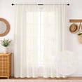 thumbnail image 2 of MKHILL 42x84 Ivory Crushed Sheer Curtains 2 Panels Set, 84 Inch Long Light Filtering Voile Drapes for Living Room Bedroom, Rod Pocket Semi Sheer Window Panels, Each 42"Wx84"L, 2 of 10