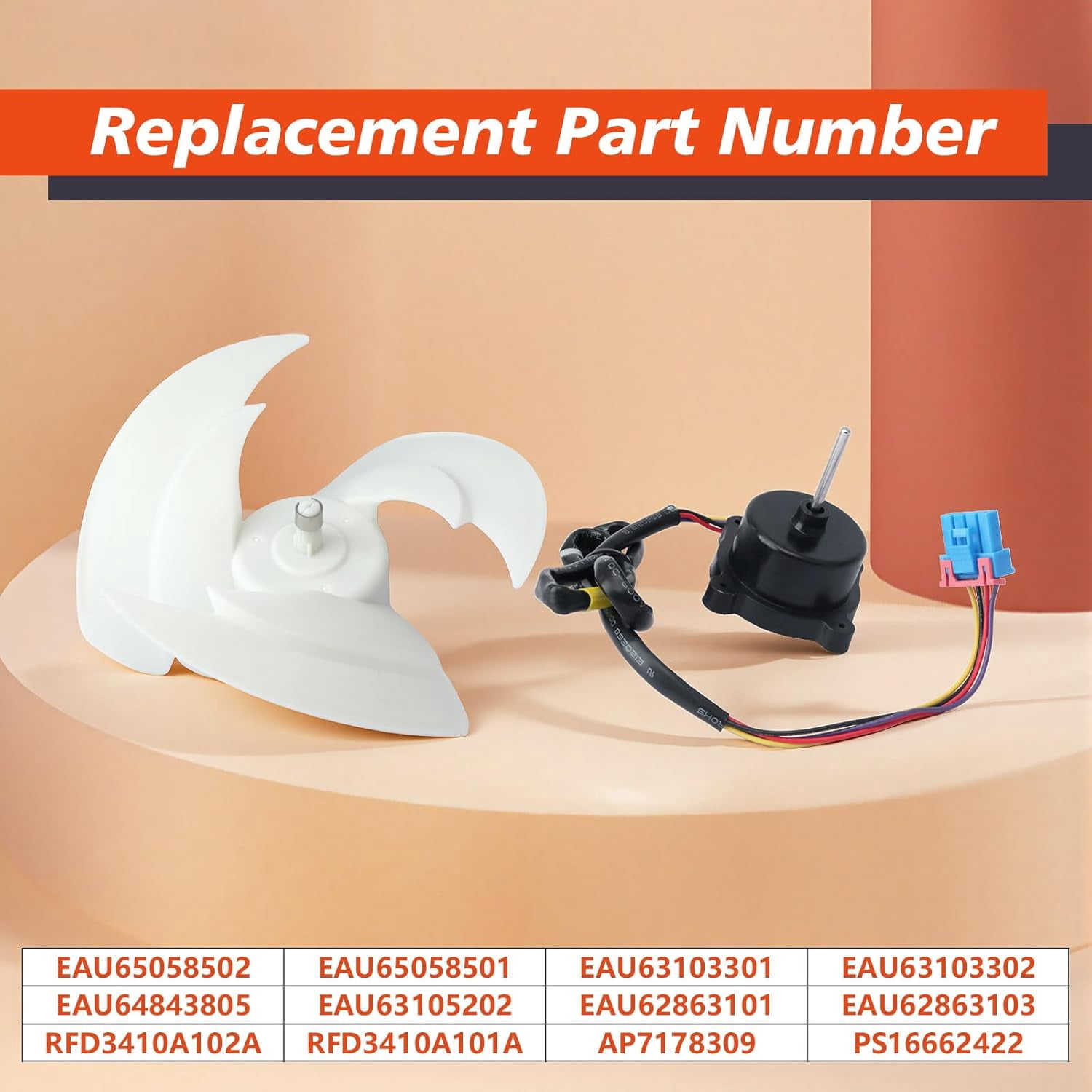 EAU65058502 EAU65058501 Refrigerator Condenser Fan Motor with Blade Replacement for LG LMXS LNXC LNXS RDCS etc Fridges for Kenmore Freezer Assembly Replace EAU64843805 RFD3410A102A