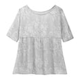 thumbnail image 4 of HLKJKLS Long Sleeve Shirts For Women Printed 3/4 Sleeve Crew Neck Loose T Shirt Soft Bubble Wrinkles Fashion White S-5Xl, 4 of 4