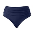 thumbnail image 4 of Women's High Waisted Bikini Bottom Tummy Control Ruched Bathing Suit Swim Bottom Navy XL, 4 of 5