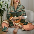 thumbnail image 6 of Honeii Fox Bathtub Floral Art Print Women's Pajama Sets Long Sleeve Button Down Sleepwear Nightwear Soft Pjs Lounge Sets 2PCS-Medium, 6 of 7