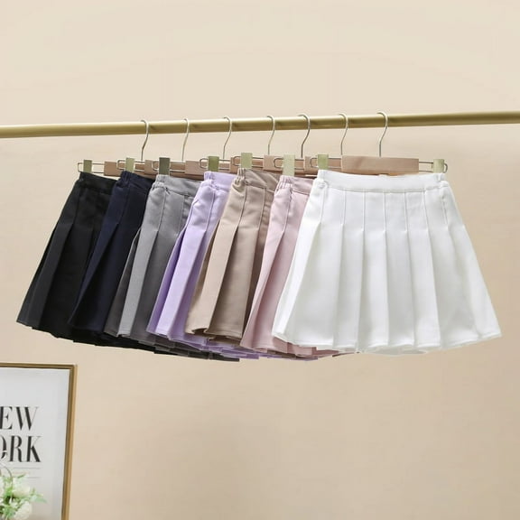 Uccdo 2-12Y Girls Pleated Mini Skirts with Lining Shorts School Uniform Skirt Tennis Skirts Skater Skorts