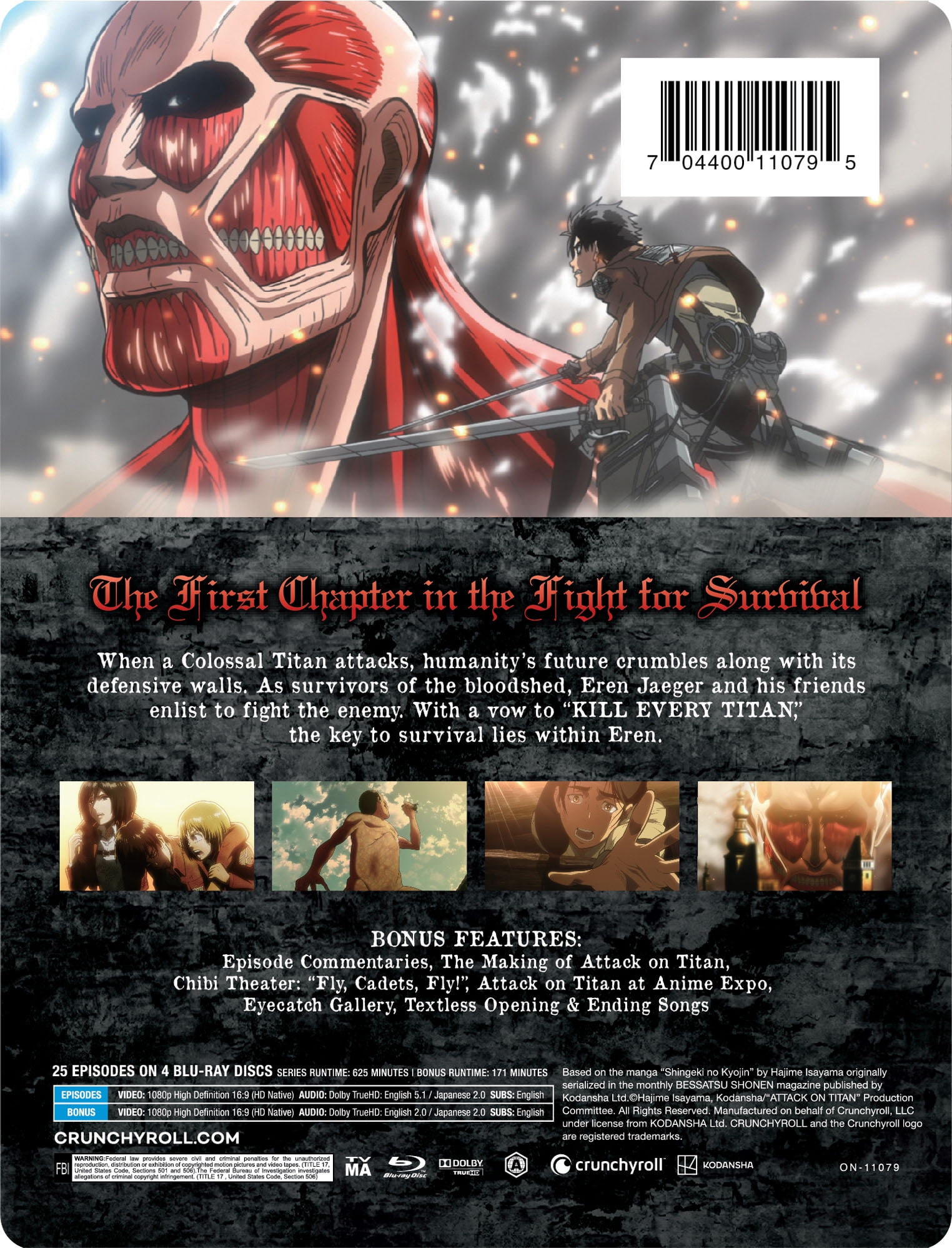 Attack on Titan: Season 1 Complete Steelbook (Blu-ray) CrunchyRoll Action, Adventure