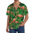 thumbnail image 3 of Xecao offers the Flamingo for Men's Casual Short-sleeved Shirt, a button-up collared shirt with a pocket, perfect for beach vacations and yacht travel in the X-Large size., 3 of 7