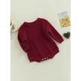 thumbnail image 4 of Canrulo Newborn Infant Baby Girl Boy Sweater Knit Oversized Pullover Sweatshirt Romper Warm Fall Winter Clothes Red 12-24 Months, 4 of 7