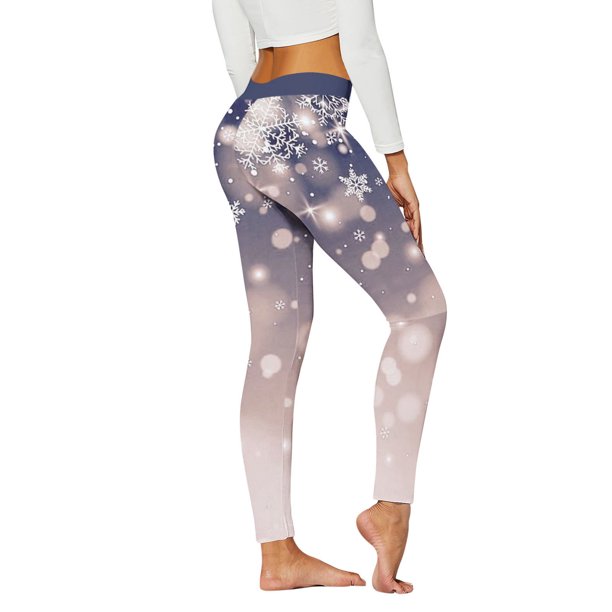 Gibobby Leggings para mujer Leggings de fitness con estampado de de nieve y gradiente navideño para mujer(Azul,G)