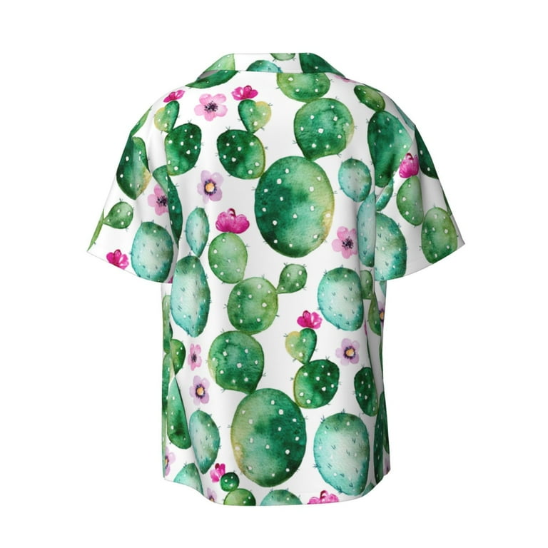 Daiia Cactus Plants Men's Linen Shirts Short Sleeve Casual Shirts Button  Down Shirt for Men Beach Summer Wedding Shirt-X-Large - Walmart.com