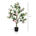 thumbnail image 3 of Artificial Camellia Flowers Set of 2, 39 inch Pink Faux Plants in Pots - Indoor Home Decor, 3 of 9