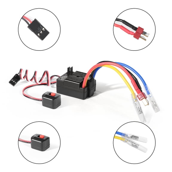 Smartests Programmable 60A ESC with Overloads Protections Triple Power Connectors for 1/10 Scale Models
