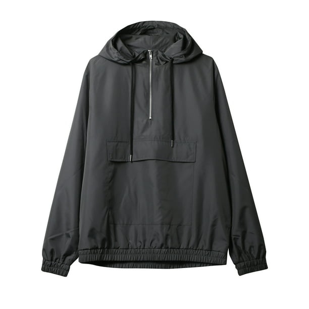 Men's Hooded Windbreaker Zip Anorak Jacket Pullover - Walmart.com
