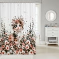 thumbnail image 2 of Manfei Cute Cat Shower Curtain 72Wx72L, Cartoon Kitten Animal Bathroom Curtain, Pink White, 2 of 5