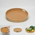 thumbnail image 1 of Plateau Rond en Bois de Bambou avec Poignées, Plateau de Service Décoratif pour Table à Thé et Café, Plats de Rangement pour Aliments et Boissons sur Bar, Salon, Table à Manger, Type D - 40x40x5cm, 1 of 8
