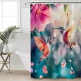 thumbnail image 2 of Extra Long Shower Curtain 72x96 Inch, Floral Birds Shower Curtain Waterproof Bathroom Decor Spring Pink Flower Petals Animal Gradual Fabric Bath Curtain Set Accessories with Hooks, 2 of 6