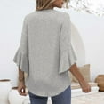 thumbnail image 4 of Yubnlvae Grey Blouses for Women Casual 3/4 Length Sleeve Womens Tops V Neck Tshirts Shirts with Flared Sleeve, Xxl, 4 of 5