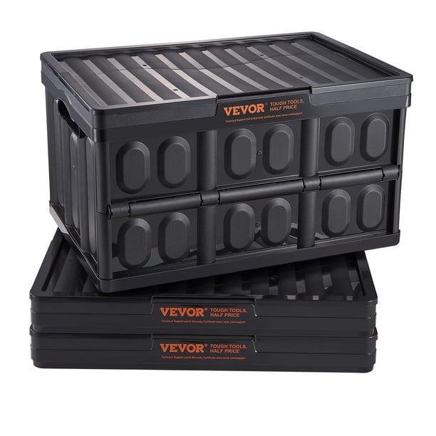 Contenedores de almacenamiento plegables VEVOR 45 L con tapas, 3 paquetes