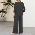 thumbnail image 4 of Womens Summer 2 Piece Lounge Sets 3/4 Sleeve V Neck Top Wide Leg Palazzo Pants Set Beach Travel Outfits, 4 of 5