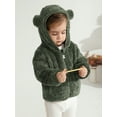 thumbnail image 3 of Usaibhir Toddler Girls Boys Fleece Jackets Double Sided Plush Zip Up Hooded Coat Solid Color Warm Winter Cute Outwear 6M-4T, 3 of 7