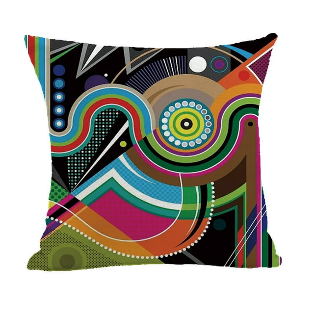 Throw Pillow Cover Abstract Chaotic Waves Rainbow Colors Decor Lumbar Pillow Case Cushion for Sofa Bed 18x18 Inch, 2 PCS Pattern 3