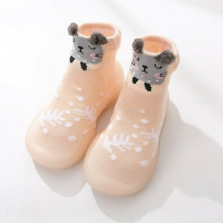

Toddler Slipper Socks Non-Skid Toddler Boys Girls Walking Socks Shoes Breathable Warm Soft Sole Rubber Cotton Socks Shoes Baby Sneakers for Girls 0-6 Months