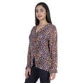 thumbnail image 2 of Moomaya Printed WoMen's Button Down Shirt Long Sleeve Tshirt V-Neck Tunic Top, 2 of 9