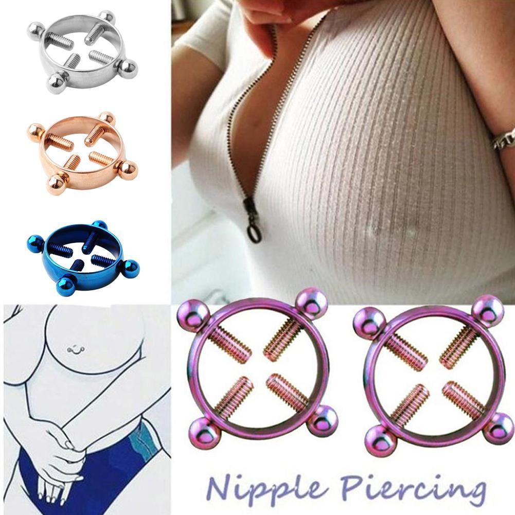 2Pcs Nipple Shield Rings NonPiercing Nipple Rings Adjustable Pressure