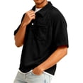 thumbnail image 4 of Garbnen Corduroy Mens Polo Shirts Collared Button Up Mens Shirts Short Sleeve Big and Tall Fishing Summer Work Shirts Men with Pocket, 4 of 5