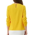 thumbnail image 3 of CURVOSPORT Camisa Elegante para Mujeres, Top de Oficina con Abertura Clave, Frente Plisado, Manga 3/4, Blusa de Chifón XL Amarilla, 3 of 6