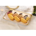 thumbnail image 4 of Posh Setting Plastic Serving Tray White Plastic Tray with Gold Rim Border, Disposable Serving Trays Heavyweight Serving platters and Trays 9"x13" Appetizer Tray [6 Pack], 4 of 7