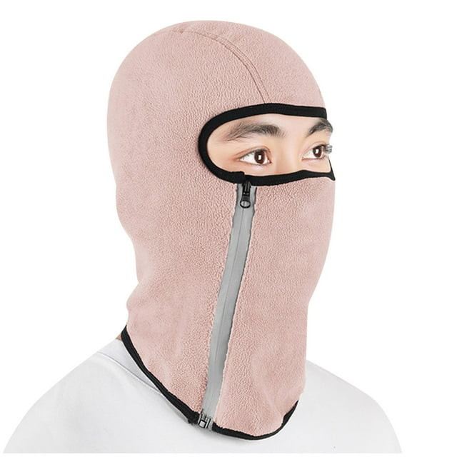 Pink Face Mask Winter Cycling With Fleece Lining Cold And Windproof Construction For Motorcycle Outdoor Activities And Full Face Protection All Day Free Size
