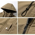 thumbnail image 5 of Long Winter Coats for Men Thickened Fleece Lined Outdoor Sports Jacket with Hood Windproof Warm Work Coat for Couples A-Khaki XL, 5 of 8