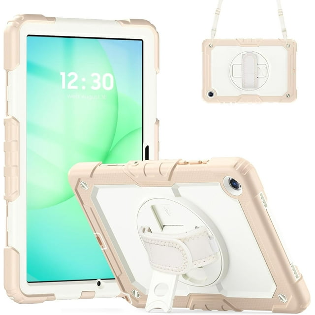 Funda para Samsung Galaxy Tab A11 Plus de 11 pulgadas (2025) y A9 Plus de 11 pulgadas (2023), resistente, a prueba de golpes, con soporte giratorio de 360° y correa de mano/bandolera.