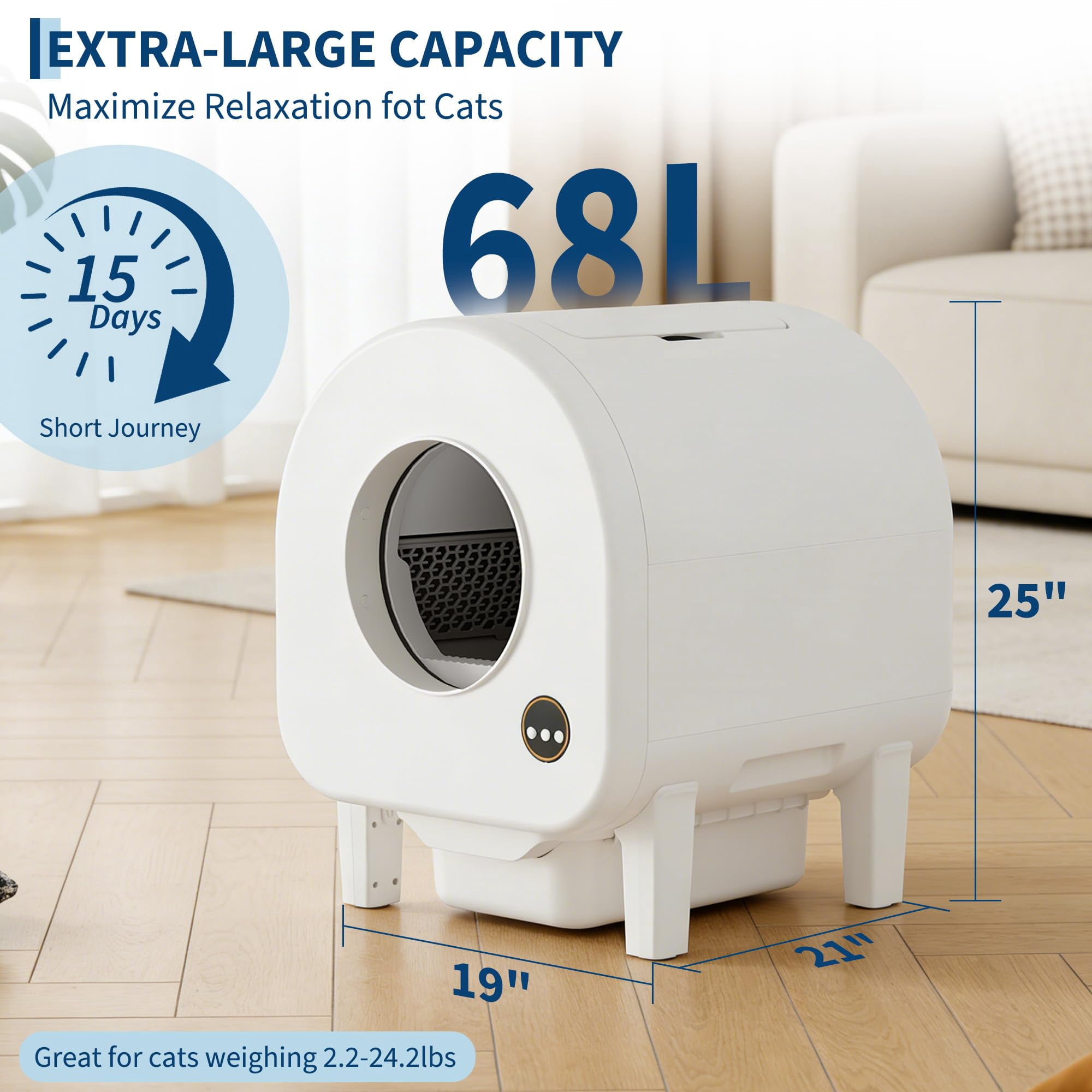 Garvee Automatic Self-Cleaning Cat Litter Box, Easy Maintenance Robot - Dual Safety Features - Smart Odor Control - WiFi APP Control - PT101 WiFi Edition