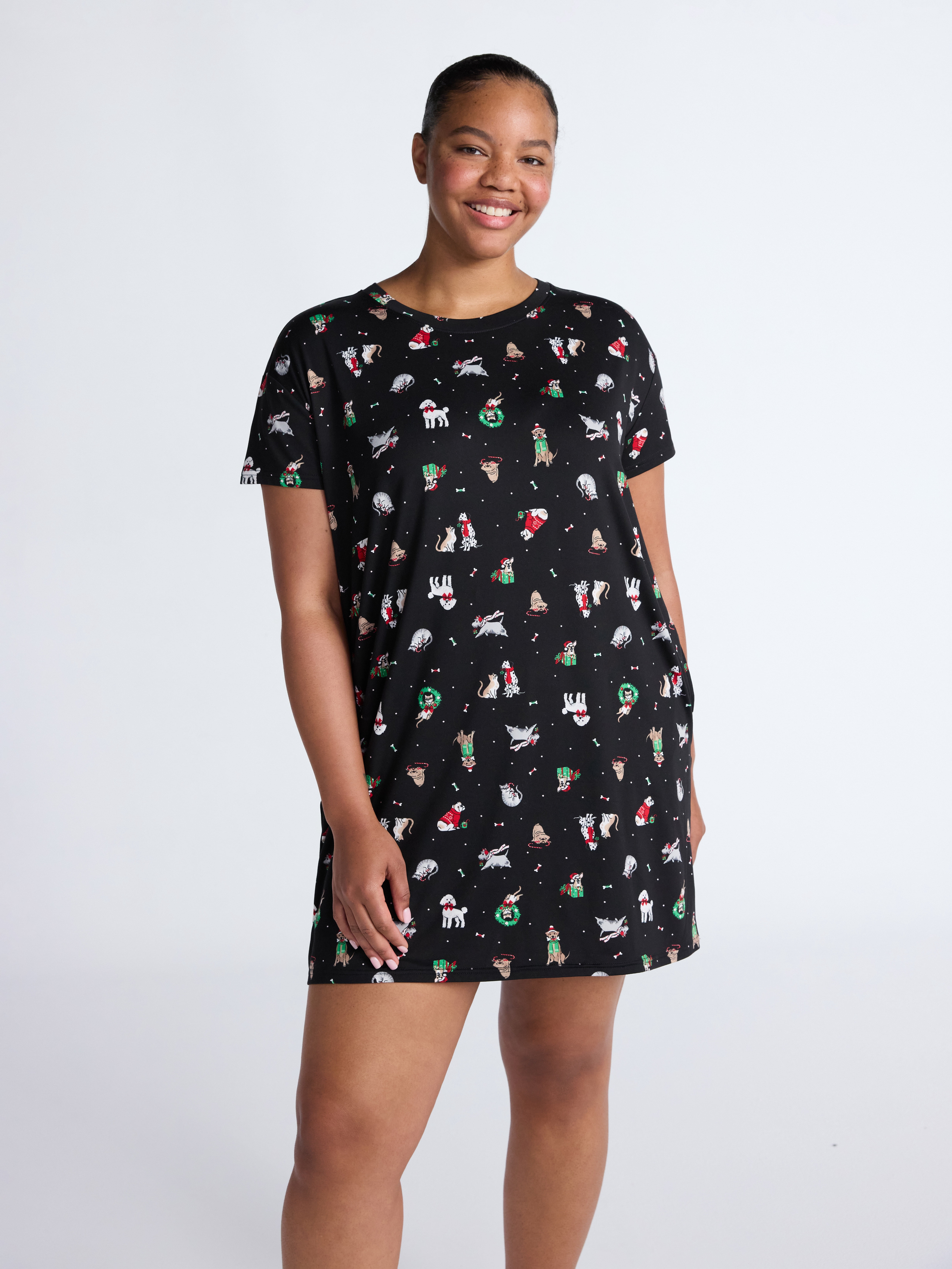 Joyspun Women's Dreamy Soft Collection Sleepshirt with Short Sleeves, Sizes S/M-2X/3X