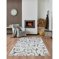 thumbnail image 2 of Ladole Rugs Shaggy Rabat Abstract Pattern Sustainable Spirals Style Indoor Big Runner Rug in White Dark Gray 2'7" x 9'10", 2 of 4