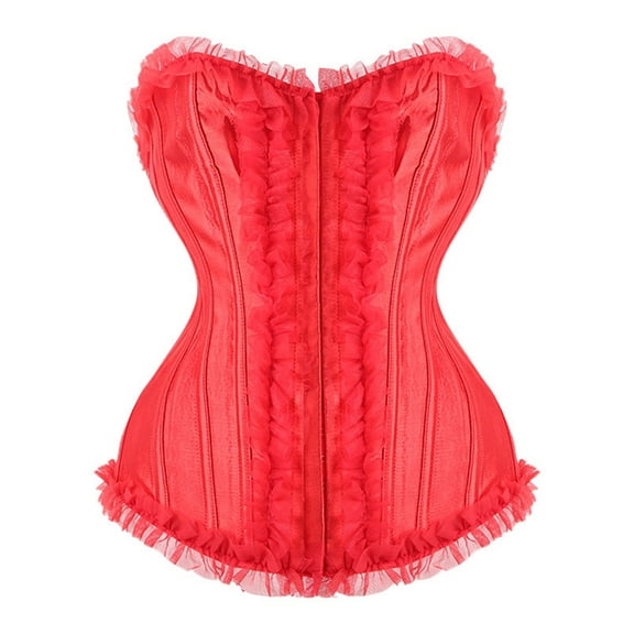 Fanxing ChristmasDeals Juniors Fall Dresses Women Victorian Corset Plus Size Lace Bandage Gothic Punk Shapewear Sleeveless Tops Fall Dress Clearance Red,XXXL