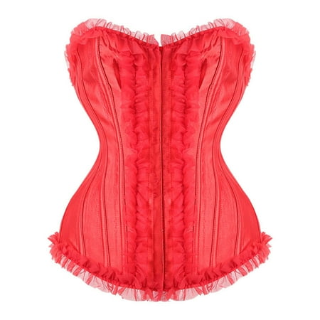 Women s Bustiers and Corsets Clearance Women s Court Gothic Corset Lace Breasted Outerwear Bodysuit Corset Plus Size Womens Costume Women s Tanks and Camis Red S New